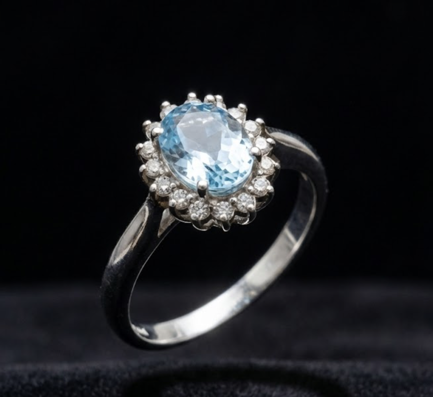 Bague Blue Lagon, Topaz Bleu · Cristal de synthèse · Argent, Maison Clara Rosae