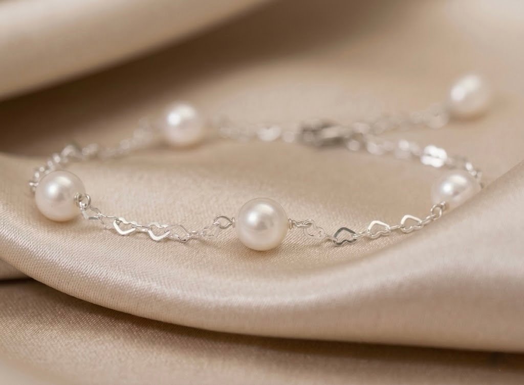 Bracelet Cœur Perle, Argent · Perles de culture d'eau douce, Maison Clara Rosae