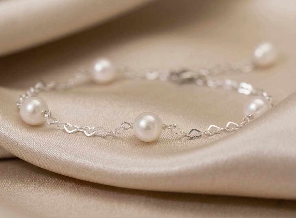 Bracelet Cœur Perle, Argent · Perles de culture d'eau douce, Maison Clara Rosae