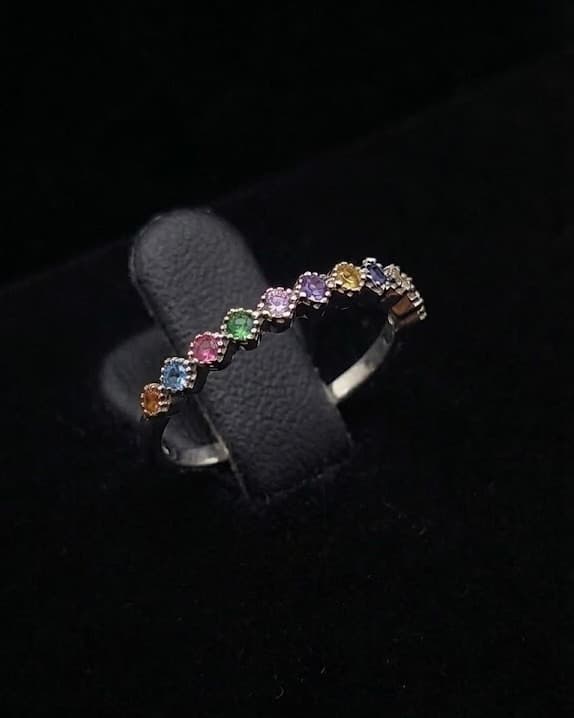 Bague Arc-en-Ciel, Argent · Cristal de synthèse coloré, Maison Clara Rosae
