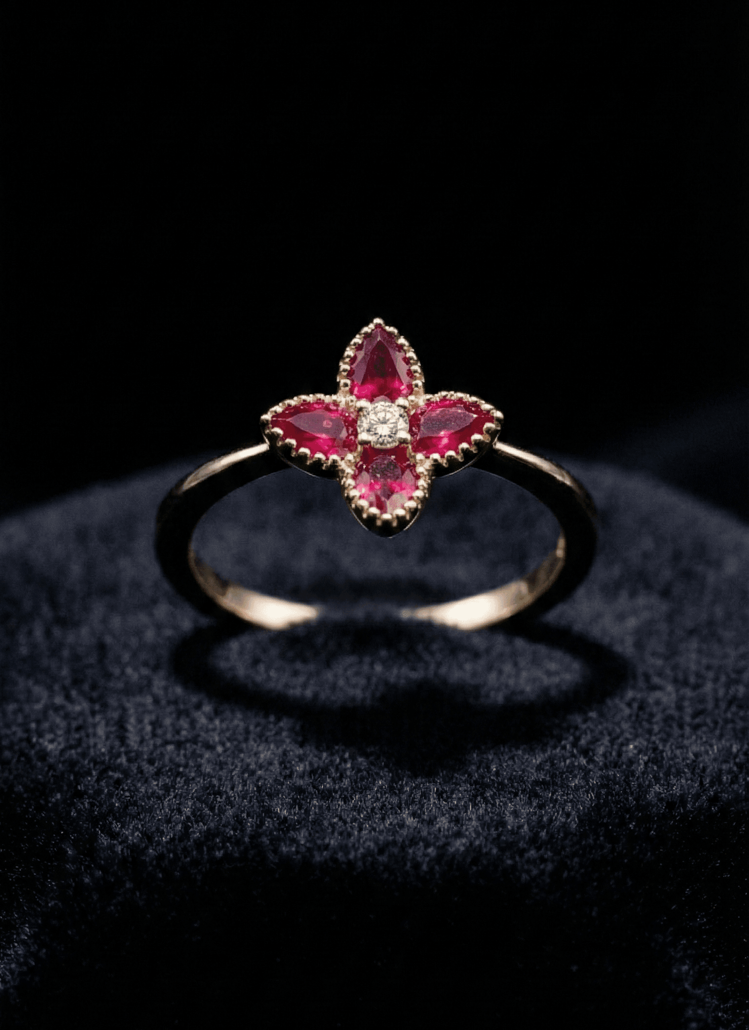 Bague Amour Floral, Ruby · Diamond · Gold 14K, Maison Clara Rosae