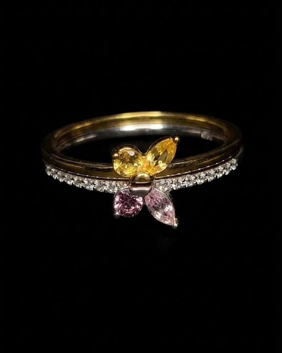 Bague Lui et Moi, Argent · Plaqué Or · Cristal de synthèse colorés, Maison Clara Rosae